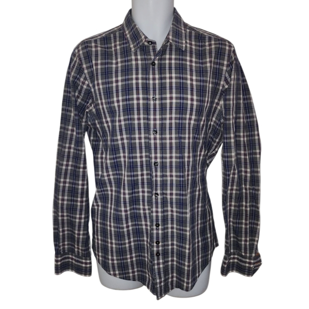 HUGO BOSS Orange Cliff Casual Plaid Shirt - Men's